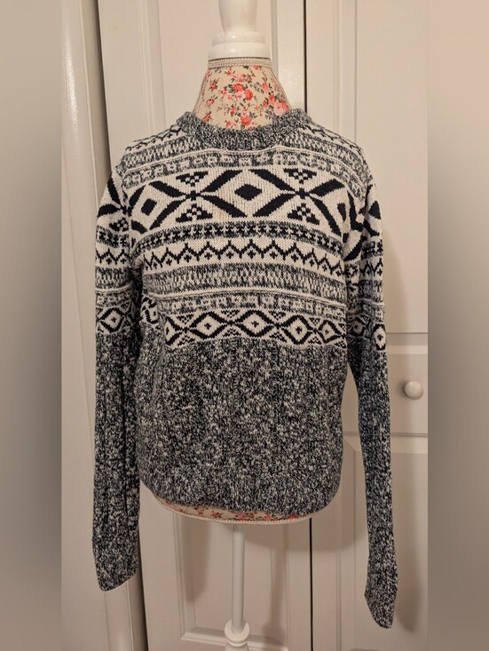 The Normal Brand Sweaters - The Normal Brand women's Black and White Fair Isle Crewneck Sweater